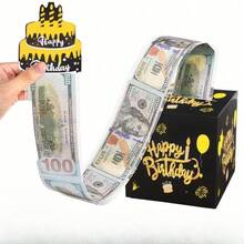 1 caja con tarjeta, diseño de lámina dorada, diseño blanco puro, caja de ducha, fiesta de cumpleaños, recepción de bodas, novia y ducha, graduación, jubilación, aniversario de caja de recepción de tarjetas - caja de cumpleaños negra - Ver 4