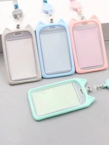 1 件可爱简约风格创意猫咪学生校园卡套便携式工作证件保护套带挂绳校园学生卡套装男女通用上学或工作用 - 彩色 - 查看 12