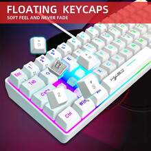 Teclado de juego con retroiluminación RGB al 60%, teclas de membrana, interfaz USB y cable desmontable; disponible en negro y blanco combinables; adecuado para Windows, escritorio, portátil, negocios, oficina y juegos. - G61 blanco - Ver 3