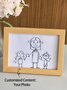 Khung màu gỗ ảnh phác thảo vẽ tay được cá nhân hóa theo yêu cầu, món quà lý tưởng cho sinh nhật và ngày lễ, nâng cao tính thẩm mỹ và nội thất của căn phòng - Màu gỗ - Xem 2