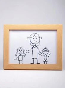 Khung màu gỗ ảnh phác thảo vẽ tay được cá nhân hóa theo yêu cầu, món quà lý tưởng cho sinh nhật và ngày lễ, nâng cao tính thẩm mỹ và nội thất của căn phòng - Màu gỗ - Xem 7