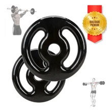Kit 02 Anilhas Emborrachado 2kg Academia Treino Musculação - Preto - Visão 4