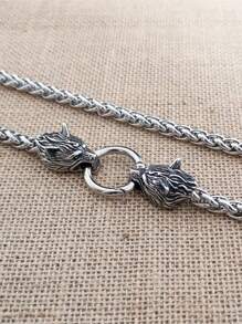 Nordic  Head Pendant Necklace, Vintage Crow Odin Battle Axe Necklace, Men's Fashionable Exaggerated Necklace, Antique Viking Talisman From Norway, Party Accessories And Gifts - Silver - View 5