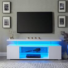 keretuby Black TV Stand For 70 Inch TV LED Gaming Entertainment Center Media Storage Console Table With Large Sliding Drawer & Side Cabinet For Living Room