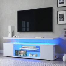 keretuby Black TV Stand For 70 Inch TV LED Gaming Entertainment Center Media Storage Console Table With Large Sliding Drawer & Side Cabinet For Living Room