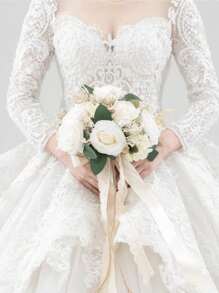Wedding Bouquet For Bride Bride Holding Bouquet Elegant Realistic Decorative Bridal Bouquet For Decoration Valentine's Day Holding Flowers Decor Artificial Flowers Ornament Bridal Bouquets For Bride Rustic Bouquet Wedding