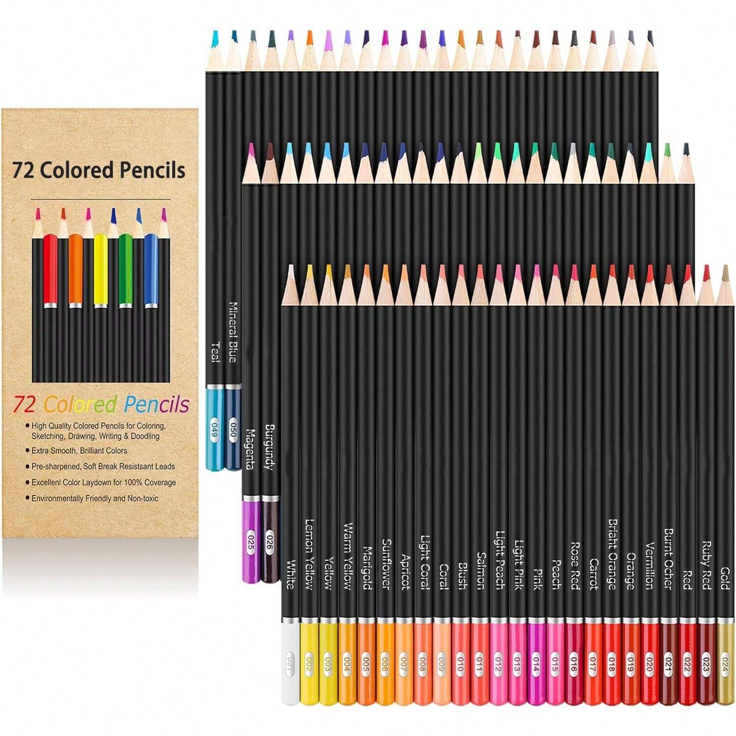 Kalour 72Color Colored Pencils For Adult Coloring Books, Back To
