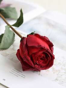 2pcs Artificial Rose Burning Edge Moisturizing Rose Real Touch Silk Flower Home Living Room Bedroom Simulated Plant Wedding Decoration,Valentine'S Day,Mother'S Day Gift,Spring Decorations - Red - View 4