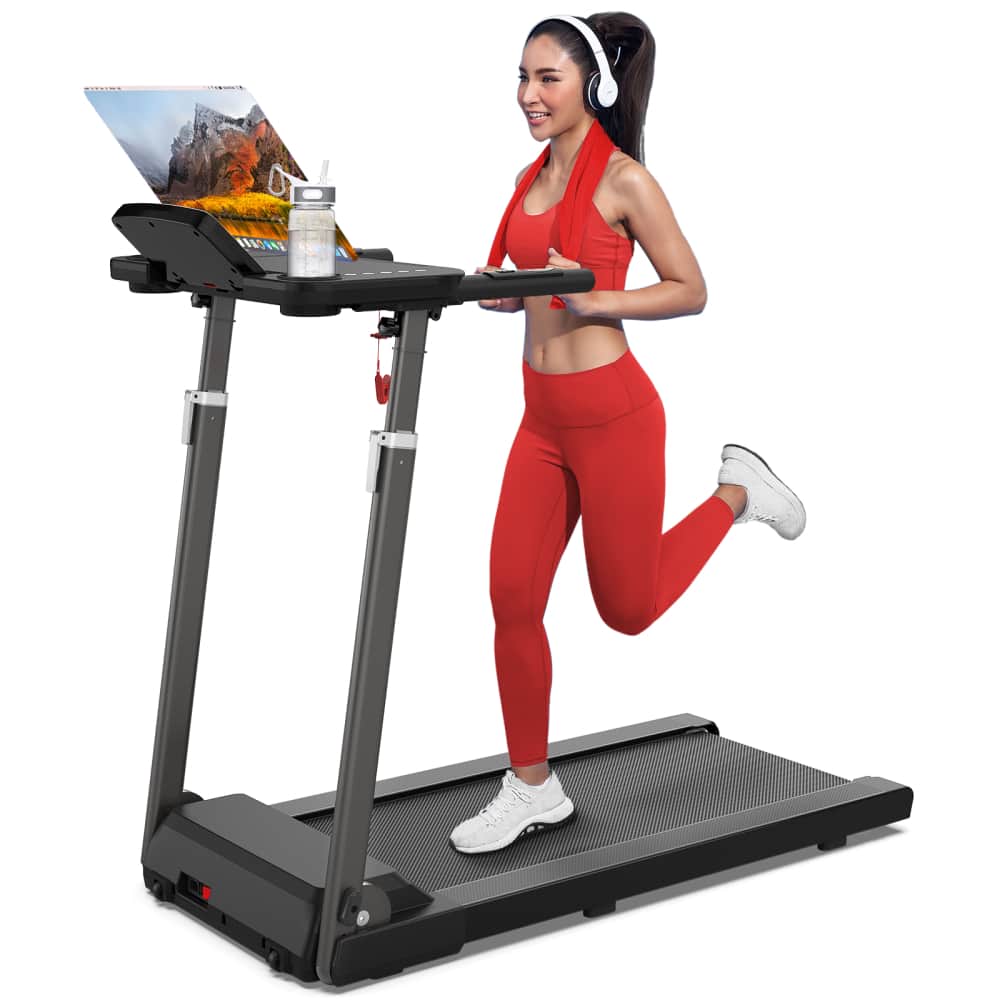 Treadmill With Desk Workstation & Adjustable Height, 300 LBS Weight Capacity, Folding Treadmill With Bluetooth Speaker , Portable Walking Pad Treadmill With Desktop For Home Office - 1 - Xem 1