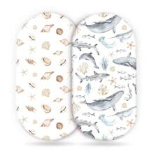 2 Packs Stretchy Ultra Soft Fitted Bassinet Sheets, Universal Fit For Bassinets Baby Cradle Moses Basket Oval Rectangle Mattress, Pad And Snug, Stylish Print Baby Sheets - Multicolor - View 13