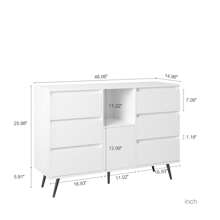 Living Room Sideboard Storage Cabinet White High Gloss With LED Light, Modern Kitchen Unit Cupboard Buffet Wooden Storage Display Cabinet - White - View 3