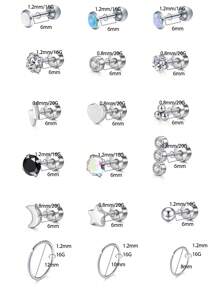 CIZME 2 piezas Pendientes de cartílago con circonita cúbica y ópalo plateado, anillos para el labio, joyería de piercing para cartílago/trago/hélice/concha, pendientes de cartílago/trago/hélice de acero inoxidable para mujer, pendiente de cartílago de 16G, pendientes de hélice con respaldo plano para cartílago, concha, joyería de piercing para mujer, pendientes de trago de 16G para mujer, pendientes de cartílago con respaldo plano de acero inoxidable, pendientes de botón con respaldo plano para labrete, concha, hélice, cartílago, trago, joyería de piercing