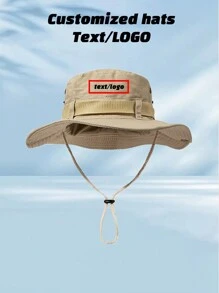 1 Piece Of Custom Text/LOGO Unisex Breathable Sunshade Adjustable Rope Western Cowboy Bucket Hat Suitable For Outdoor Sports Mountaineering And Fishing Hat