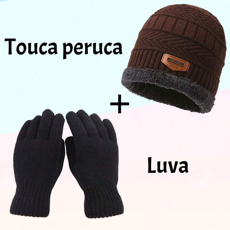 Men Hat Set - Braune Mütze+Handschuh - Übersicht 1