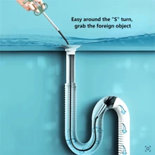 1pc Multi-Functional Kitchen Sink Drain Cleaner, Flexible Claw Grabber For Removing Blockage In Bathroom Toilet And Plumbing - Length:300cm/118in - View 3
