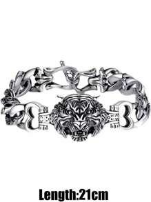 1pc Men's Domineering Tiger Head Personalized Bracelet, Suitable For Gifting Friends, Parties, And Daily Wear