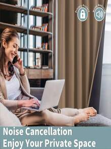 1pc New 2024 Compound Coated Fabric Lightweight 99% Blackout Curtain, Ideal For Deep Sleep, Classroom, Farm House Bedroom, Outdoor Gazebo, Rainproof