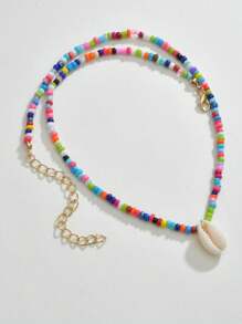 1pc Boho Style Multicolor Beaded Necklace Or Colorful Shell Choker Necklace  For Women - Multicolor - View 3