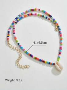 1pc Boho Style Multicolor Beaded Necklace Or Colorful Shell Choker Necklace  For Women - Multicolor - View 6