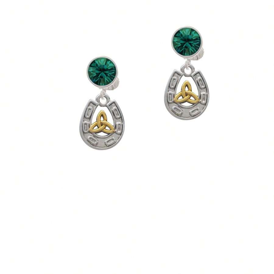 Delight Jewelry Horseshoe With Gold Tone Trinity Knot Crystal Clip On ...