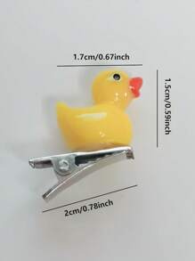 10 Pcs Cute Cartoon Duck Hair Clips - Plastic, One-Size-Fits-All, Hair Accessory - Multicolor - View 4
