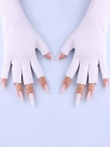 1 双防紫外线美甲手套，黑色、白色、粉色美甲专业防护手套，居家户外弹力露指手套美甲沙龙辅助工具、美甲用品、美甲工具、美甲工具、返校、指甲、按压指甲的美甲工具