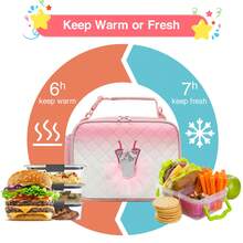 Bolso de almuerzo Beaulyn para niñas - Bolsa de almuerzo fresca y resistente al agua y aislada para niñas, niños pequeños, adolescentes, regalos escolares, suministros escolares, organizador escolar para el regreso a clases, bolsas de almacenamiento para maestros, bolsas organizadoras para la sala de clases - Rosa - Ver 6