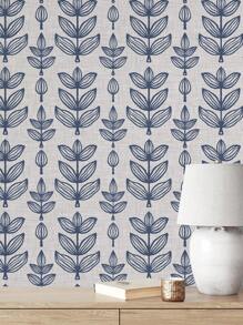 1 Roll 44.5CM Width Linen Textured Navy Blue Leaf Peel And Stick Wallpaper, Minimalist Nordic Hand Drawn Botanical Self Adhesive Wallpaper, Removable Waterproof Wall Mural For Bedroom Living Room Accent Wall Home Decor - Multicolor - View 15