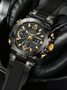 Foxbox Fb0033 Men's Black & Gold Fluorescent Waterproof Digital Watch - màu đen - Xem 3