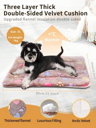 1PC Coussin de lit matelassé en flanelle brune à cœur et à griffe avec un renforcement épais lavable, tapis pour animaux de compagnie moelleux pour toutes les saisons et pour les caisses, couverture souple et confortable pour chats et chiens, matelas chaud et confortable pour les animaux domestiques intérieurs et extérieurs, coussin de siège et de sommeil pour petits et moyens Chat, chiens de petite et moyenne taille