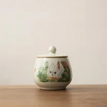 1 pieza Lata sellada portátil de cerámica con forma de animal de dibujos animados, para guardar frijoles de café, granos de almacenamiento, de uso doble en el hogar - Multicolor - Ver 13