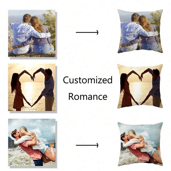 1pc Customized Peach Skin Pillowcase With Photo Print, Love Memory Single Side Printing Pillow Cover, Suitable For Couple Home Decoration Gift Christmas Gift