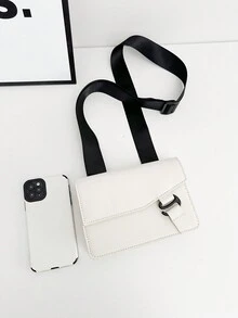 peach tree 1 件休闲简约纯色可调节肩带户外旅行度假必备翻盖防水轻便男女通用 PU 斜挎包，桃树品牌