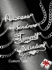 Customized Personalized Heart Shaped Crown Letter Couples Anklet, Sparkling Frosted Name Anklet For Men, 5mm Thick Link Chain, Bohemian Style Beach Jewelry Gift For Wife, Girlfriend Valentines