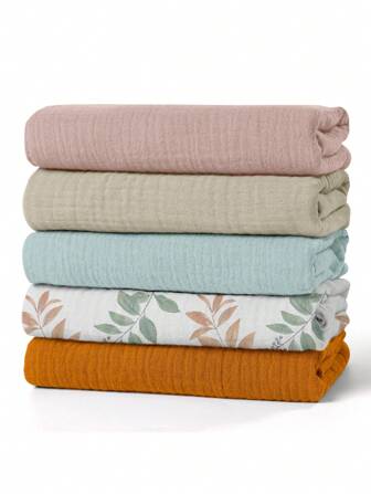 GLLQUEN BABY Mantas de envolver para bebés, paños de eructar neutros, mantas recibidoras para envolver para recién nacidos niños y niñas, paquete de 5 mantas de envolver transpirables y suaves para la piel del bebé, certificado Oeko-Tex