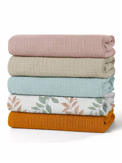 GLLQUEN BABY Baby Einschlagdecken, neutrale Spucktücher Babydecken zum Einwickeln für Neugeborene Jungen und Mädchen, 5er Pack atmungsaktive und hautfreundliche Einwickeltücher für Babys, Oeko-Tex zertifiziert