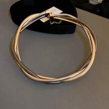 1pc Fashionable And Simple Gold/Silver Snake Bone Chain Collar Necklace For Women Suitable For Daily Wear - Make a Collar - View 5