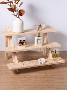 1pc Wooden Stepped Jewelry Display Stand, Creative Accessory Display Rack, Tabletop Organizer Shelf, Multilayer Display Stand