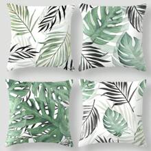 4入組綠葉多尺寸印花枕套，室內/室外洗淨靠墊套，適用於家庭裝飾，床上、沙發、椅子坐墊套，春季/夏季母親節、婚禮、生日、派對用品，節日數字印花時尚簡約辦公室裝飾，家居裝飾坐墊套及紡織裝飾，汽車禮品印花抱枕，床上和沙發靠墊，家庭沙發靠墊，汽車靠頭墊套，辦公室坐墊套 - 彩色 - 查看 9