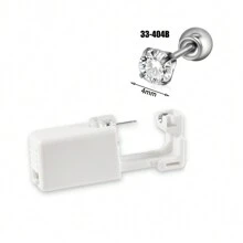 1PC Easy To Use Disposable Sterile Ear Piercer With Flower Gem Ball Buckle Set Piercing Gun Body Piercing Jewelry Valentines - Silver - View 13