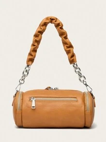 Leather Small Bag Women's 2022 Boston Bag Cowhide Cylinder Bag Versatile Casual First Layer Cowhide Shoulder Crossbody Bag - Yellow - View 6