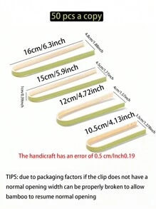 50 chiếc kẹp thức ăn bằng tre dùng một lần, thích hợp cho các bữa tiệc, tiệc tự chọn, họp mặt gia đình, nhà hàng, 100% tre tự nhiên, & - màu xanh lá - Xem 2