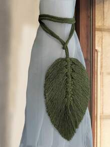 NATICRAFT 1 件叶子设计壁挂，绿色涤纶创意窗帘带，适用于家居装饰、家居装饰、房间装饰、墙壁装饰 - 綠色 - 查看 2