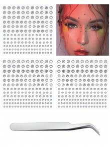 CIZME 165/1495pcs Rhinestone Sticker With A Tweezer For Lip Stud, Fake Nose Stud Eyebrow Stud, Non Piercing Nose Stud Stick On Silver Belly Button Sticker, Face Sticker Music Festival Cool Punk Y2K Makeup Patches For Women Men - Lip Studs - View 11