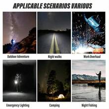 paweinuo Super Bright 7*LED Flashlight Rechargeable Torch Outdoor Camping Light With Flood Side Light Four Beads Digital Power Display - Black - View 8
