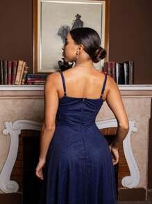Women Long Dresses - Navy Blue - View 2