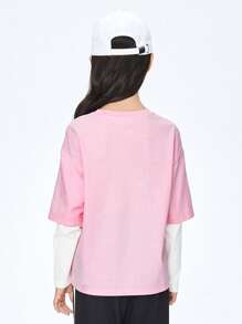 Annil Annil Tween Girls Gola Redonda Manga Comprida Camiseta de Malha Primavera e Outono Camisa de Base