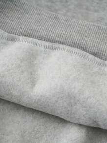 Men's Letter Print Hoodie With Kangaroo Pocket Drawstring - Grey - View 7