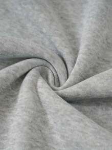 Men's Letter Print Hoodie With Kangaroo Pocket Drawstring - Grey - View 4