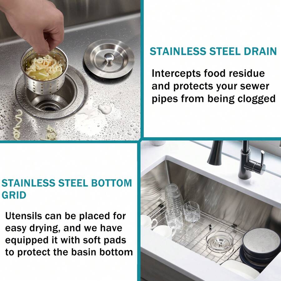 Kitchen Sink For Single Bowl,Undermount Kitchen Sink Stainless Steel